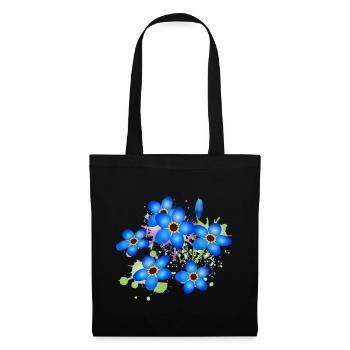 graffiti bleu vif oublie-moi-pas - Sac en tissu - noir - Devant