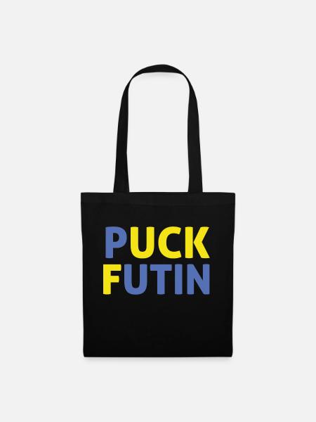 Puck Futin Ich unterstütze die Ukraine - Stoffbeutel - Schwarz