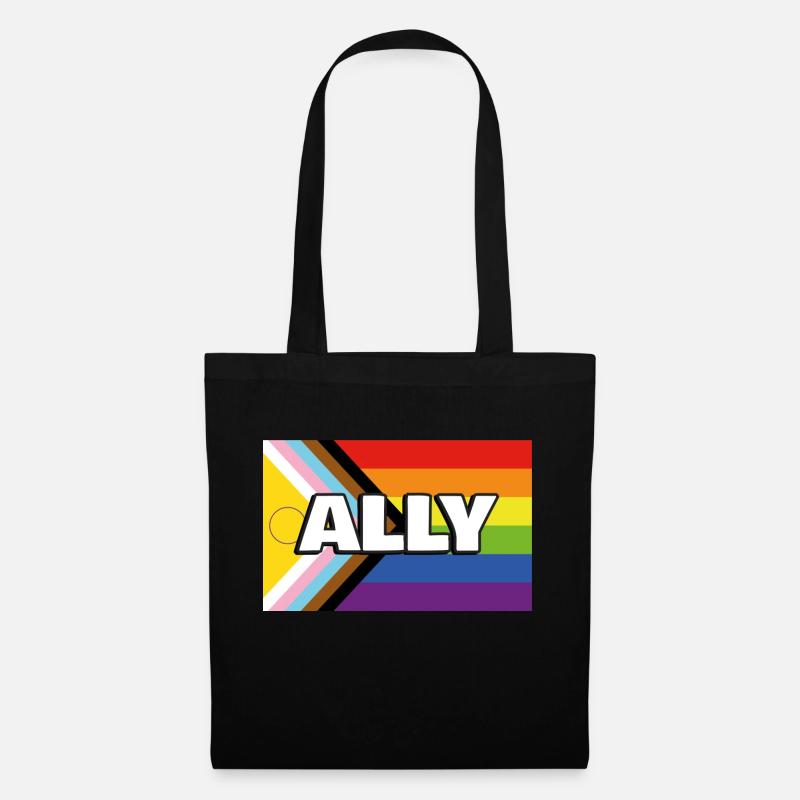 Pride Ally Inclusive Pride Fortschrittsflagge - Stoffbeutel - Schwarz