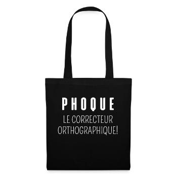phoque le correcteur orthographique - Sac en tissu - noir - Devant