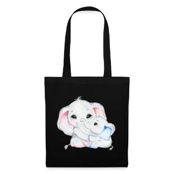 Elephant Family Mama Baby T-Shirt - Tote Bag - black - Front