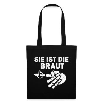 Hochzeit Braut Bräutigam Team Partner Spruch - Stoffbeutel - Schwarz - Vorne