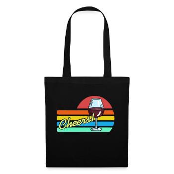CHEERS! Retro Vintage Wine Lover Design T-Shirt - Tote Bag - black - Front