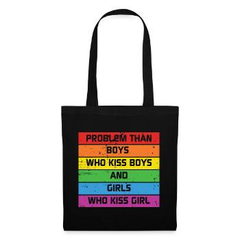 LBGT Flag Gay Pride Human Vintage Rainbow - Stoffbeutel - Schwarz - Vorne