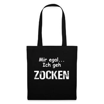 Egal Ich geh Zocken - Lustiges Gamer Geschenk - Stoffbeutel - Schwarz - Vorne