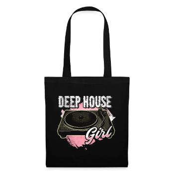 Deep House Musik Girl Disc Jockey - Stoffbeutel - Schwarz - Vorne