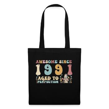 Awesome since 1991 - 32nd Birthday - 2023 Groovy - Tote Bag - black - Front