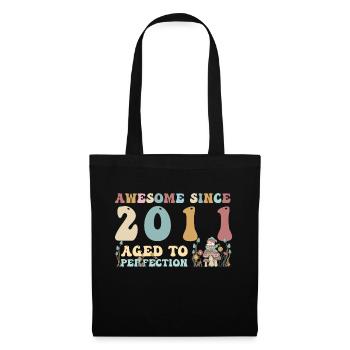 Génial depuis 2011 - 12e anniversaire - 2023 Groovy - Sac en tissu - noir - Devant