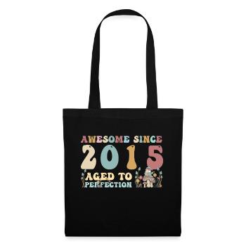 Super seit 2015 - 8. Geburtstag - 2023 Groovy - Stoffbeutel - Schwarz - Vorne