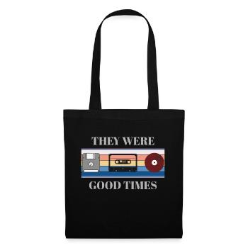 Year - Cassette - Disc -Vinyl Record - Gift - Tote Bag - black - Front