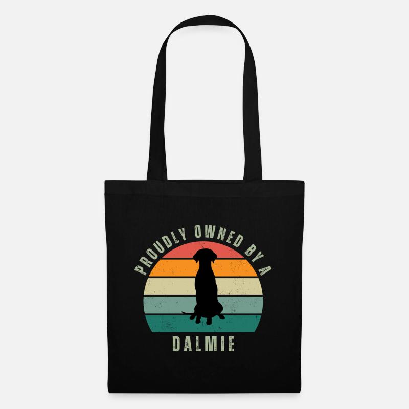 Proudly Owned by a Dalmie Retro Sunset - Stoffbeutel - Schwarz
