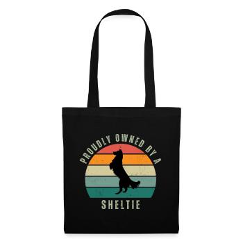 Proudly Owned by a Sheltie Retro Sunset - Stoffbeutel - Schwarz - Vorne
