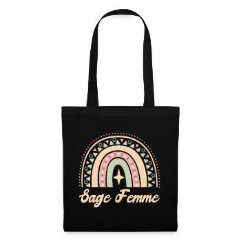 Cadeau Sage Femme. Boho Rainbow sage femme. - Sac en tissu - noir - Devant