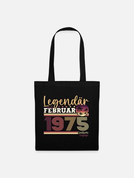 Jahrgang 1975 Februar 48. Geburtstag Geschenk Mann - Stoffbeutel - Schwarz