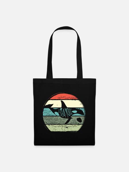 Retro Whale Sunset Circle - Stoffbeutel - Schwarz