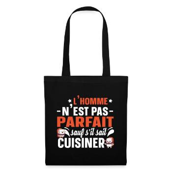 Homme Cuisiner Cuisinier Cadeau Humour Cordon Bleu - Sac en tissu - noir - Devant