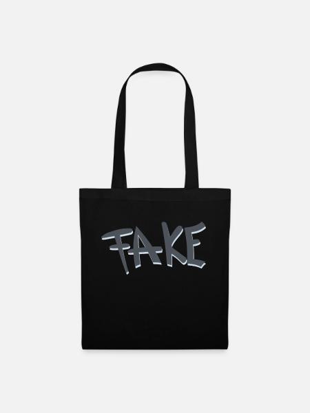 Fake Fälschung - Wort - Logo - Stoffbeutel - Schwarz