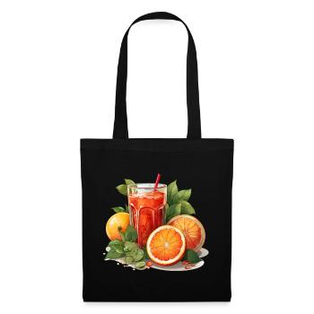 Blutorange Orange Saft Blutorangensaft - Stoffbeutel - Schwarz - Vorne