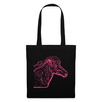 Pferd rosa pink - Stoffbeutel - Schwarz - Vorne