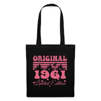 Cadeau 63e Anniversaire 1961 Femme | Né en 1961 - Sac en tissu - noir - Devant