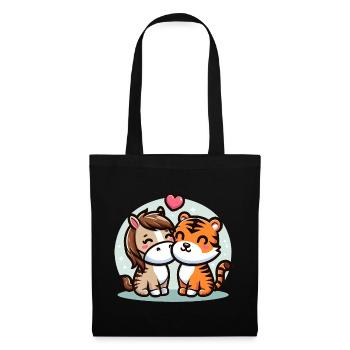 Câlin Cheval Et Tigre Amoureux - Sac en tissu - noir - Devant