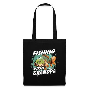 Pêche avec papa avec un design de poisson coloré - Sac en tissu - noir - Devant