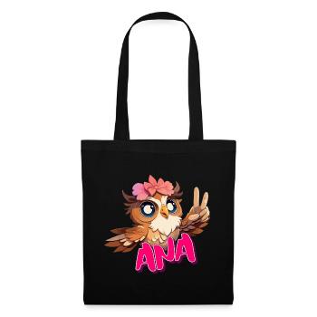 ANA - Beautiful Girl Name with Cute OWL - Tote Bag - black - Front