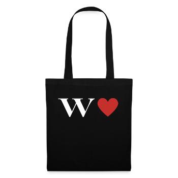 Letter w Red Heart - Tote Bag - black - Front