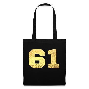 Number 61 Gold Glitter - 61st Anniversary - Tote Bag - black - Front
