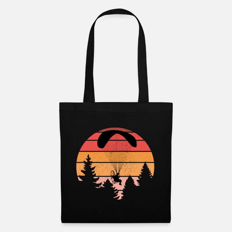 Sonnenuntergang Paragliding Silhouette Design - Stoffbeutel - Schwarz