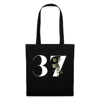 Number 37 Floral Green - 37th Floral Birthday - Tote Bag - black - Front
