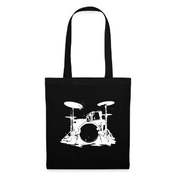 Drumset Skizze - Stoffbeutel - Schwarz - Vorne
