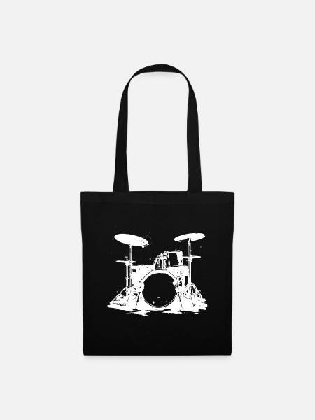 Drumset Skizze - Stoffbeutel - Schwarz