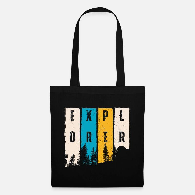 Explorer Forest Arbres Silhouette - Sac en tissu - noir