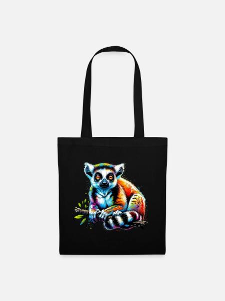 Lemur - Stoffbeutel - Schwarz