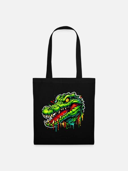Alligator-Krokodil - Stoffbeutel - Schwarz