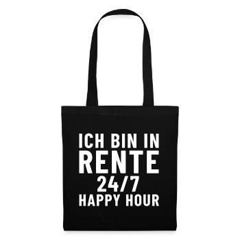 Ich bin in Rente 24/7 Happy Hour - Stoffbeutel - Schwarz - Vorne