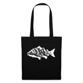 Berglandschaft im Fisch - Stoffbeutel - Schwarz - Vorne