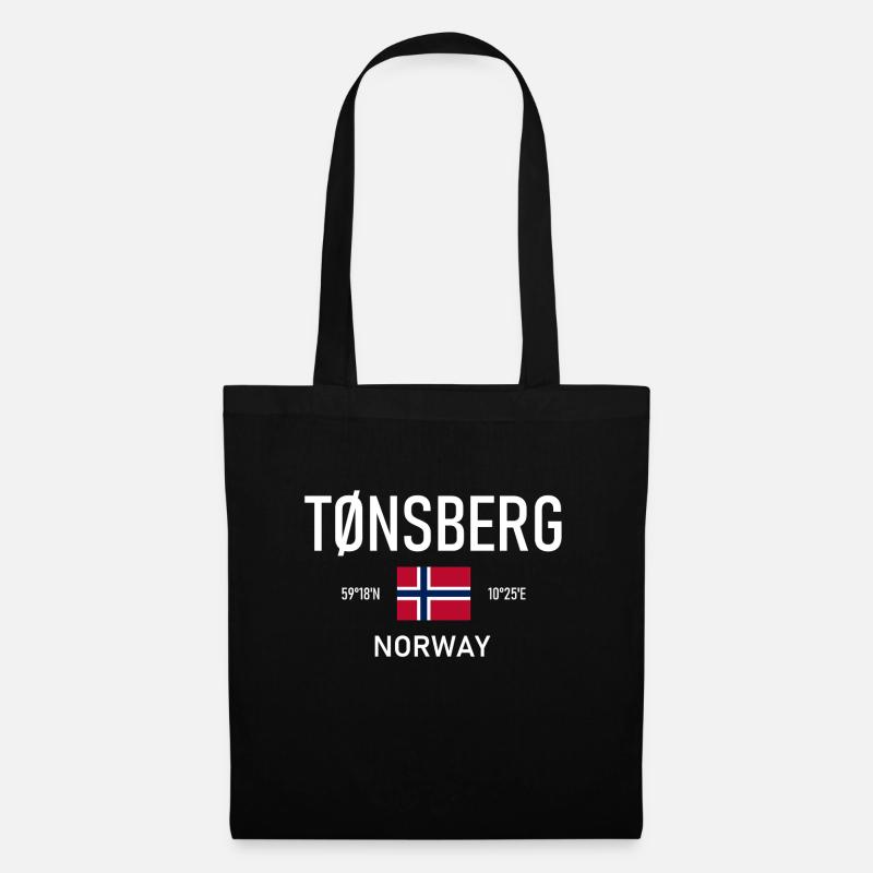 Tønsberg - Norway - Koordinaten - Flagge Tonsberg - Stoffbeutel - Schwarz