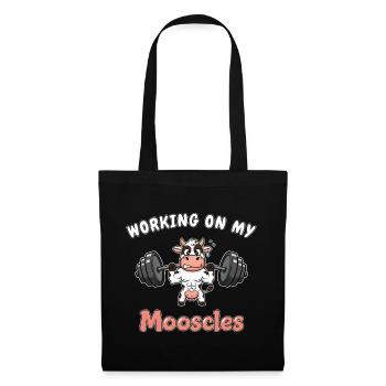 Cow - Working on my Mooscles - Funny Gym Design - Stoffbeutel - Schwarz - Vorne