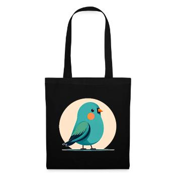 Kleiner grün-blauer Vogel - Stoffbeutel - Schwarz - Vorne