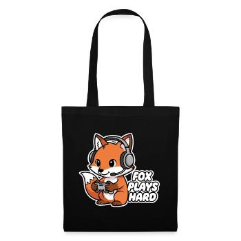 Renard avec casque, héros de jeu - Sac en tissu - noir - Devant