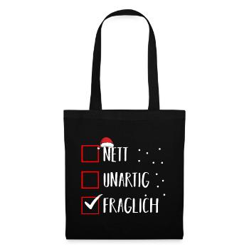 Weihnachtsmann Weihnachtszeit Unartig Weihnachts - Stoffbeutel - Schwarz - Vorne