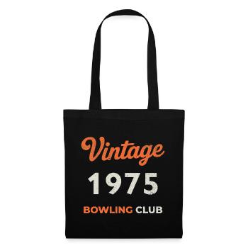 Vintage 1975 – Bowling Club Retro Geburtsjahr - Stoffbeutel - Schwarz - Vorne