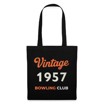 Vintage 1957 – Bowling Club Retro Geburtsjahr - Stoffbeutel - Schwarz - Vorne