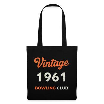 Vintage 1961 – Bowling Club Retro Geburtsjahr - Stoffbeutel - Schwarz - Vorne
