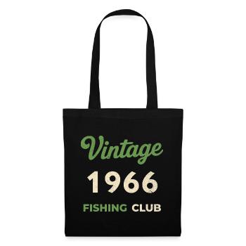 Vintage 1966 – Fishing Club Retro Geburtsjahr - Stoffbeutel - Schwarz - Vorne