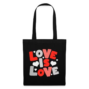 Love Is Love – Colorful Typo with Hearts - Tote Bag - black - Front