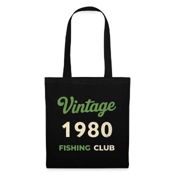 Vintage 1980 – Fishing Club Retro Birth Year - Tote Bag - black - Front