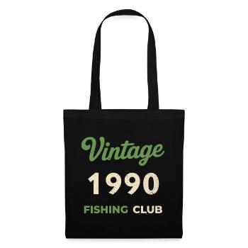 Vintage 1990 – Fishing Club Retro Birth Year - Tote Bag - black - Front